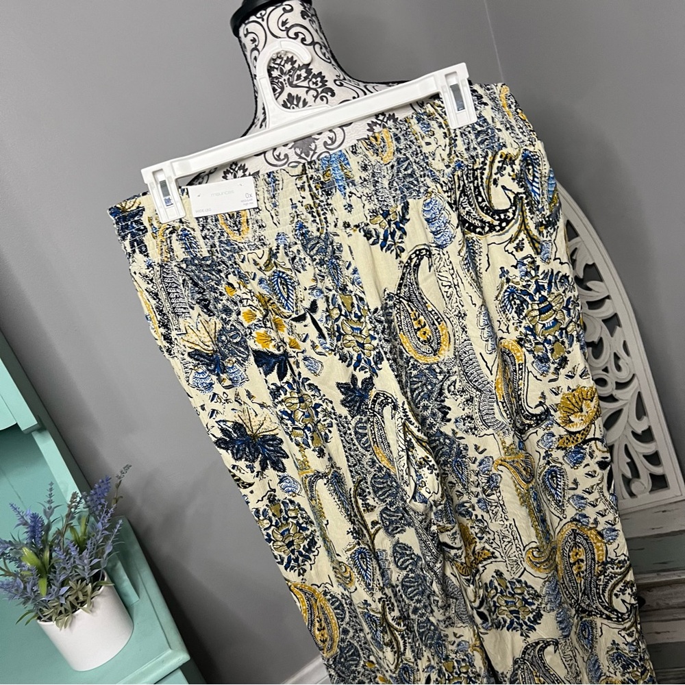 Maurices Paisley High Rise Wide Leg Pant NWT Boho Beach Resort Vacation - Picture 10 of 13